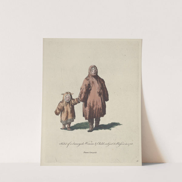 Habit of a Samoyede woman and child subject to Russia in 1768. Femme Samoyèd. (1757-1772) by Charles Grignion