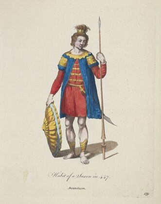 Habit of a Saxon in 447. Ancien Saxon. (1757-1772)