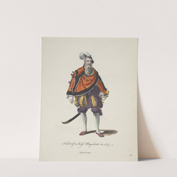 Habit of a Swiss Magistrate in 1577. Magistrat Suisse. (1757-1772) by Charles Grignion