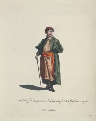 Habit of a Tartar in Kasan subject to Russia in 1768. Tartare de Kasan. (1757-1772)