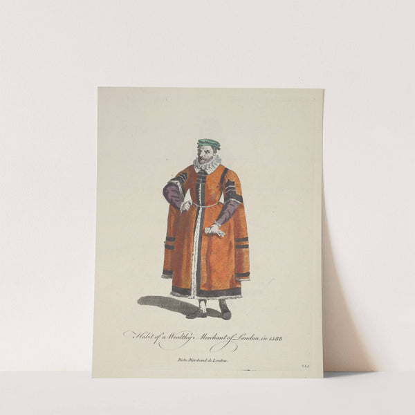 Habit of a wealthy merchant of London in 1588. Riche marchand de Londres. (1757-1772) by Charles Grignion