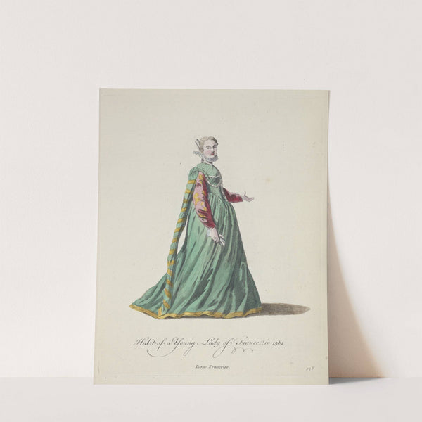 Habit of a young lady of France in 1581. Dame Françoise. (1757-1772) by Charles Grignion