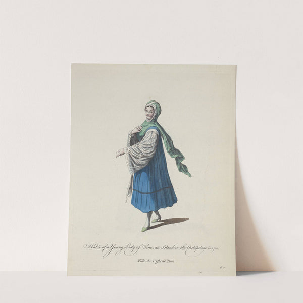 Habit of a young lady of Tine, an island in the archipelago, in 1700. Fille de l’Isle de Tine. (1757-1772) by Charles Grignion
