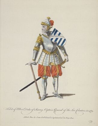Habit of Albert Duke of Saxony captain general of the Low Countries in 1489 (1757-1772)