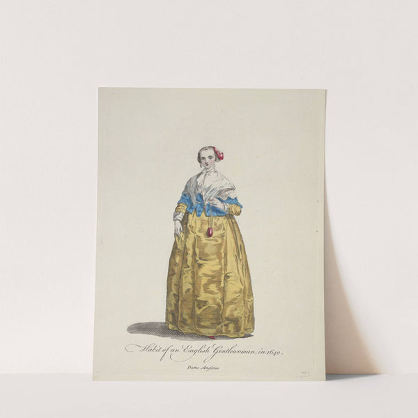 Habit of an English gentlewoman in 1640. Dame Angloise. (1757-1772) by Charles Grignion