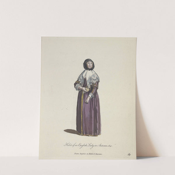 Habit of an English lady in autumn, 1641. Dame Angloise en habit d’automne. (1757-1772) by Charles Grignion
