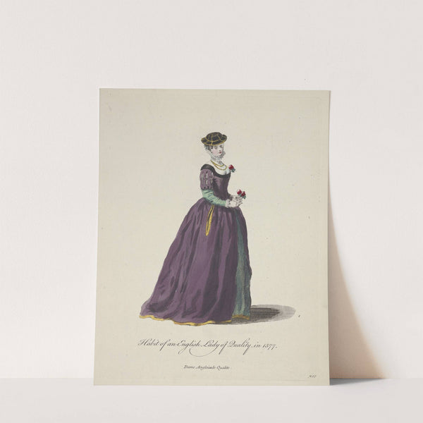 Habit of an English lady of quality in 1577. Dame Angloisede qualitie. (1757-1772) by Charles Grignion