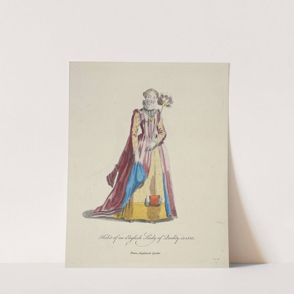 Habit of an English lady of quality in 1588. Dame Angloise de qualité. (1757-1772) by Charles Grignion