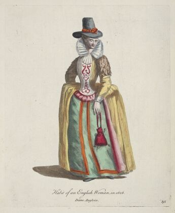 Habit of and English woman in 1626. Dame Angloise. (1757-1772)