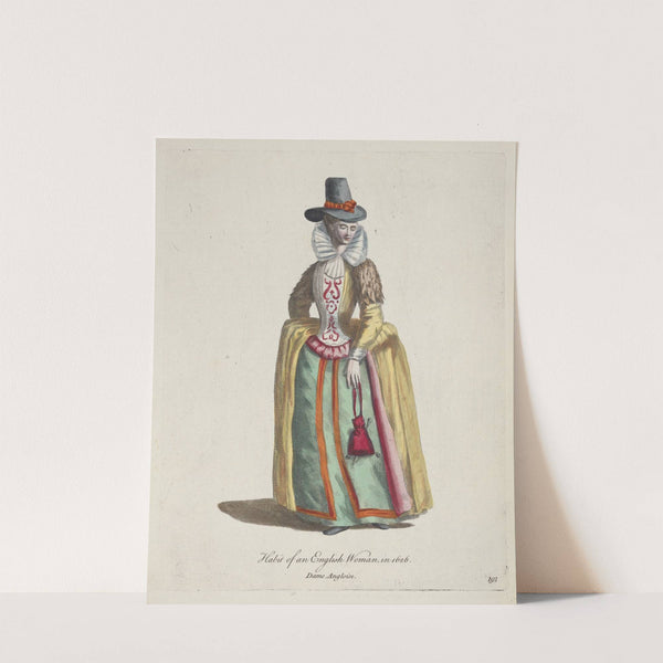Habit of and English woman in 1626. Dame Angloise. (1757-1772) by Charles Grignion