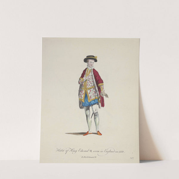Habit of King Edward VI worn in England in 1550. Le Roi Edouard VI. (1757-1772) by Charles Grignion