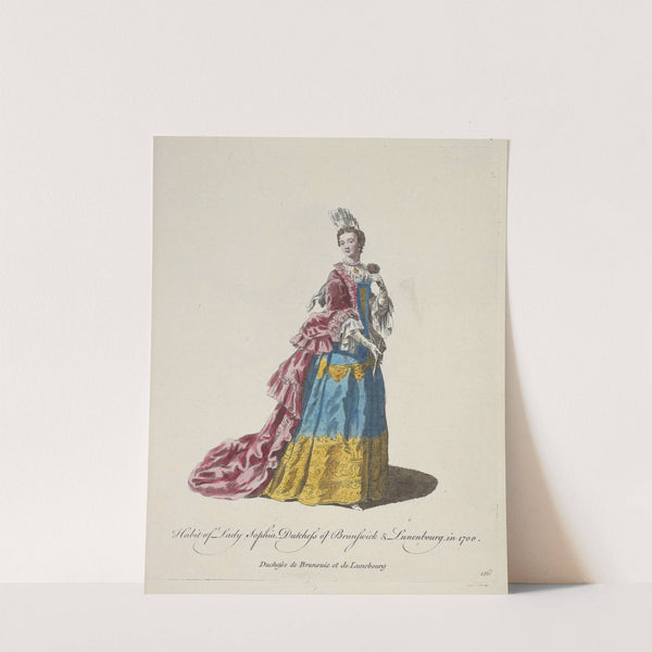Habit of lady Sophia, Dutchess of Brunswick & Lunenbourg in 1700. Duchesse de Brunsuic et de Lunebourg. (1757-1772) by Charles Grignion