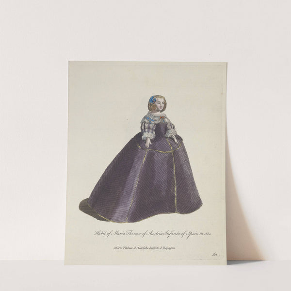 Habit of Maria Theresa of Austria Infanta of Spain in 1660. Marie Thérese d’Autriche Infante d’Espagne. (1757-1772) by Charles Grignion