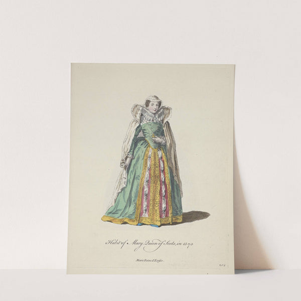 Habit of Mary Queen of Scots in 1570. Marie reine d’Ecosse. (1757-1772) by Charles Grignion