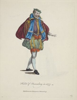 Habit of Nuremberg in 1577. Habillement des bourgeoise de Nuremberg. (1757-1772)