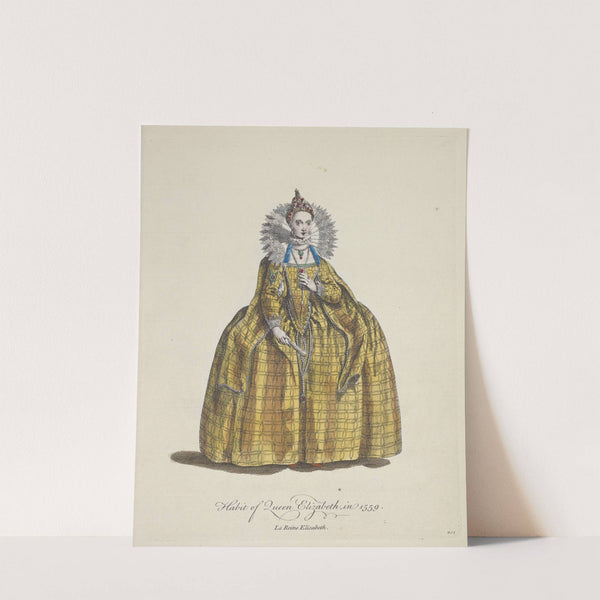 Habit of Queen Elizabeth in 1559. La reine Elizabeth. (1757-1772) by Charles Grignion