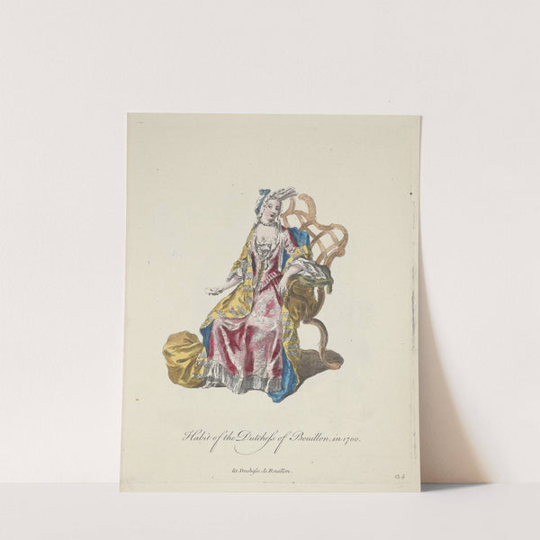 Habit of the Dutchess of Bouillon in 1700. La Duchesse de Bouillon. (1757-1772) by Charles Grignion