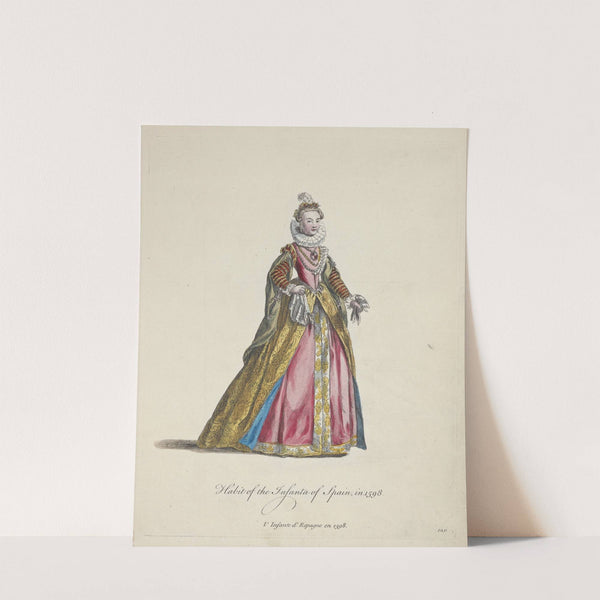 Habit of the infanta of Spain in 1568. L’Infante d’Espagne en 1598. (1757-1772) by Charles Grignion