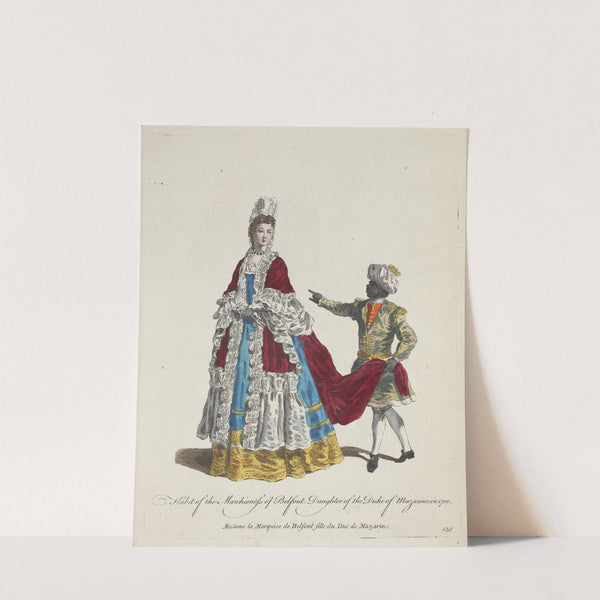 Habit of the Marchioness of Belfont, daughter of the Duke of Mazarine in 1700 (1757-1772) by Charles Grignion