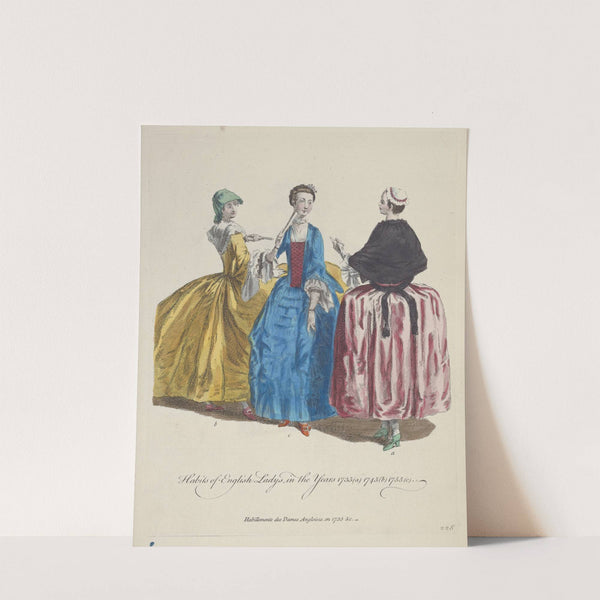 Habits of English ladies in the years 1735 (a) 1745 (b) 1755 (c) (1757-1772) by Charles Grignion