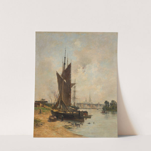 Hafenszene an der Seine in Rouen by Charles Lapostolet