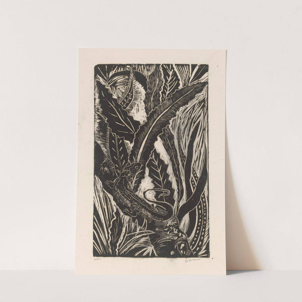 Hagedis op een boomstam by Janus de Winter