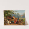 Hahn und Hühner vor einer Landschaft (1887) by Carl Jutz The Elder