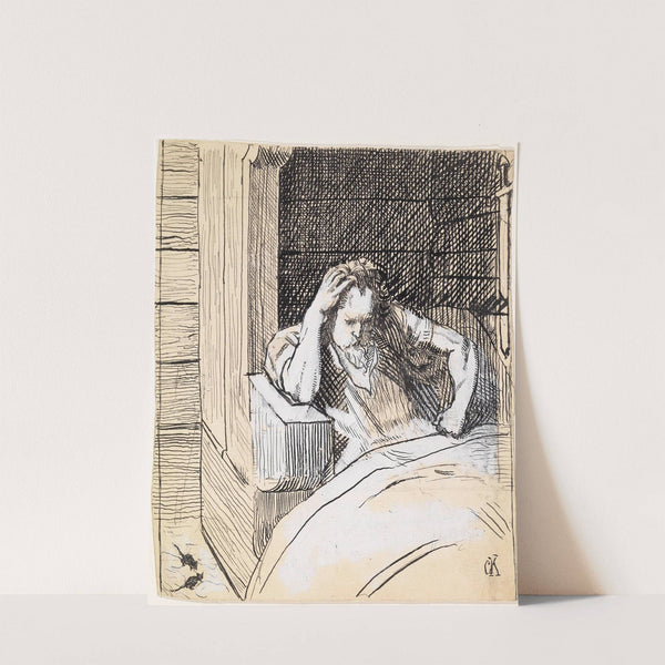 Håkon jarl ligger til sengs og grunner (1895-1899) by Christian Krohg