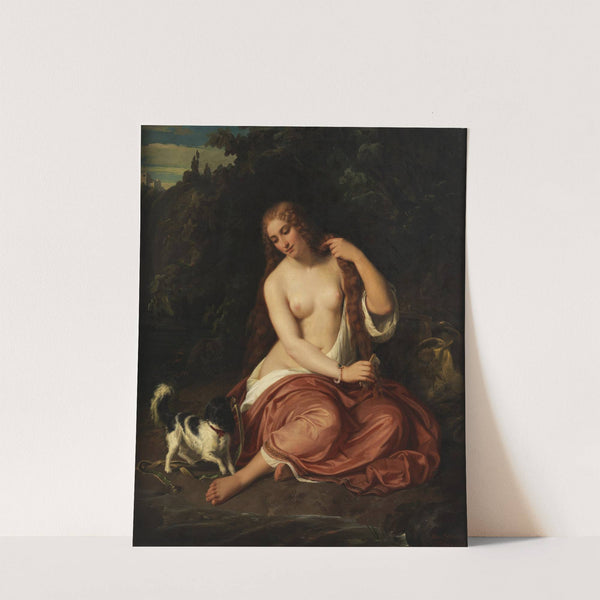 Halbakt eines jungen Mädchen mit Hund (1846) by Julius Schrader