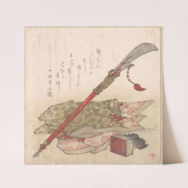 Halberd, Brocade Robe and Seal by Kubo Shunman