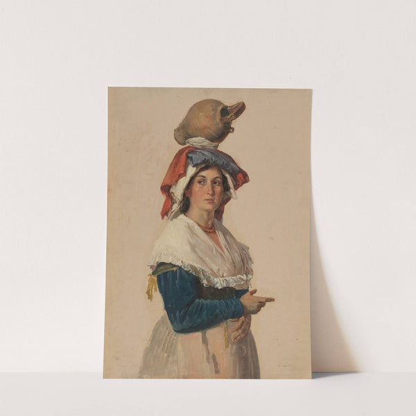 Halbfigur einer jungen Italienerin in Tracht, einen Krug auf dem Kopf tragend by Johann Baptist Kirner