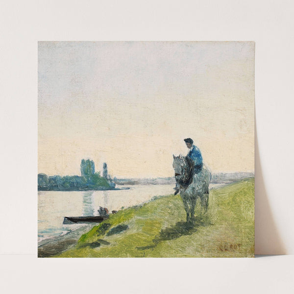 Haleur de bateau sur son cheval by Jean-Baptiste-Camille Corot