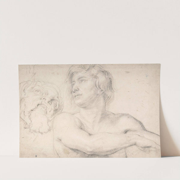 Half-Figure of a Nude Man Facing Left, Head of a Satyr by Follower of Peter Paul Rubens