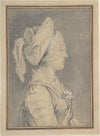 Half Figure of a Woman Wearing a Cap, in Profile to Right