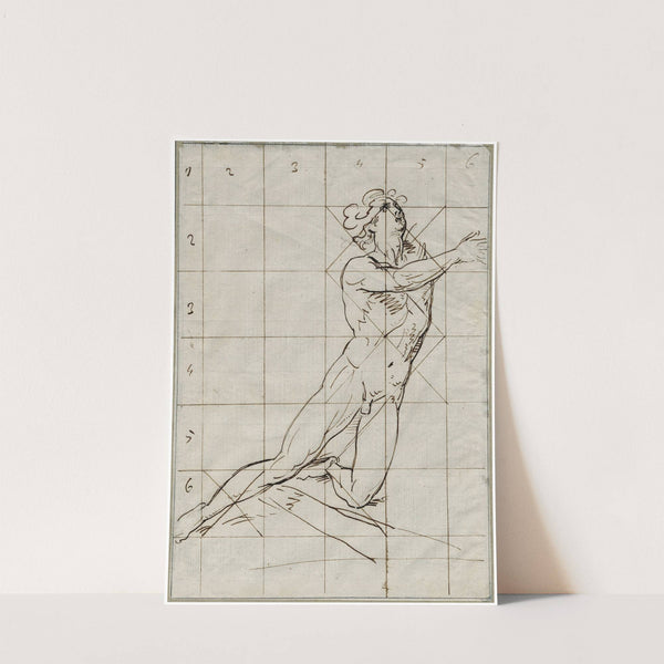 Half knielende naakte man by David Humbert de Superville