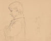Half-length figure of a boy in profile to the left