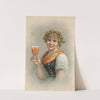 Half-length portrait of woman with a wreath of hops and barley, holding a glass of beer by Anonymous