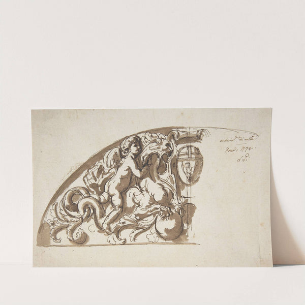 Half Lunette with Putto and Monster by Etienne de Lavallée-Poussin