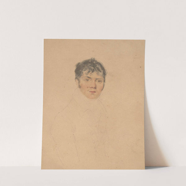Half portrait of a gentlemen, body outlined in pencil, face in watercolor by John Rubens Smith