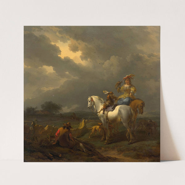 Halt of falcon hunt by Nicolaes Pietersz. Berchem