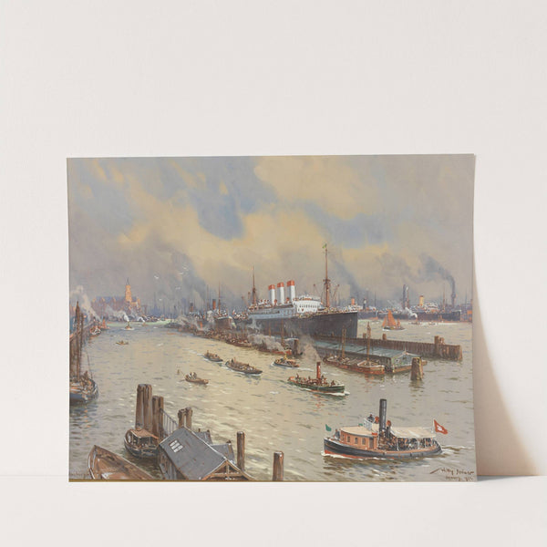 Hamburger Hafen mit der 'Cap Polonio' und der Kehrwiederspitze by Willy Stöwer