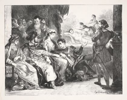 Hamlet has actors play the scene of his father’s poisoning (Act III, scene ii) (1864)