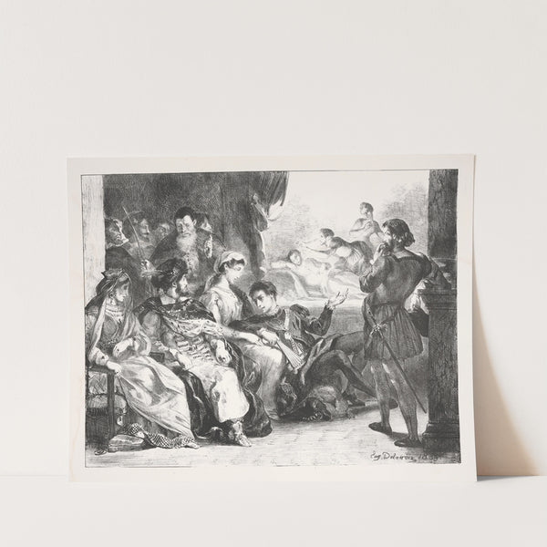 Hamlet has actors play the scene of his father’s poisoning (Act III, scene ii) (1864) by Eugène Delacroix