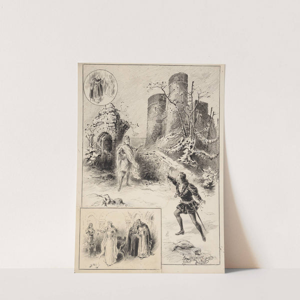 Hamlet, The Haymarket Theatre, January 30, 1892, Herbert Beerbohm Tree as Hamlet, Mr. Fernandez as the Ghost (1892) by John Jellicoe