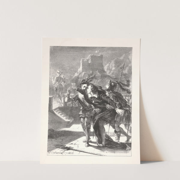 Hamlet wants to follow his father’s ghost (Act I, scene iv) (1864) by Eugène Delacroix