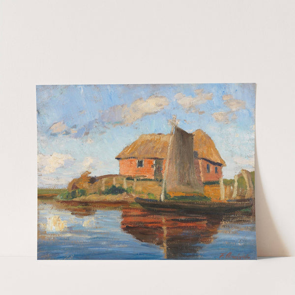 Hammehütte mit Torfkahn by Fritz Overbeck