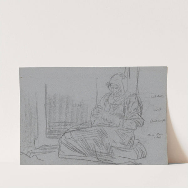 Handwerkende vrouw bij een raam by Jan Veth