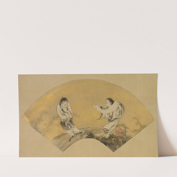 Hanshan and Shide (Kanzan and Jittoku) (mid-1500s) by Shikibu Terutada
