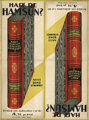 Har De Hamsun; Knut Hamsun Samlede romaner 2. Nytt bind utkommet. (1932)