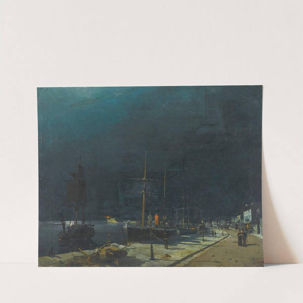 Harbour at night by Konstantinos Volanakis